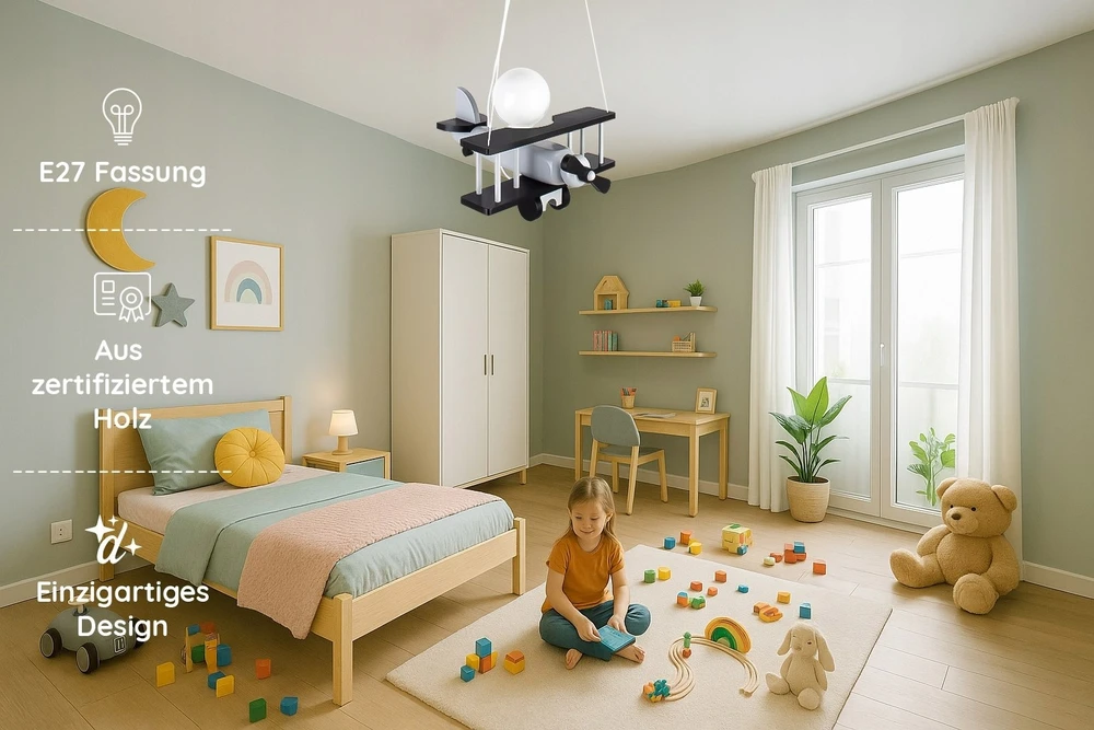 Hellux Lampa wisząca Samolot mały - szaro-juoda
