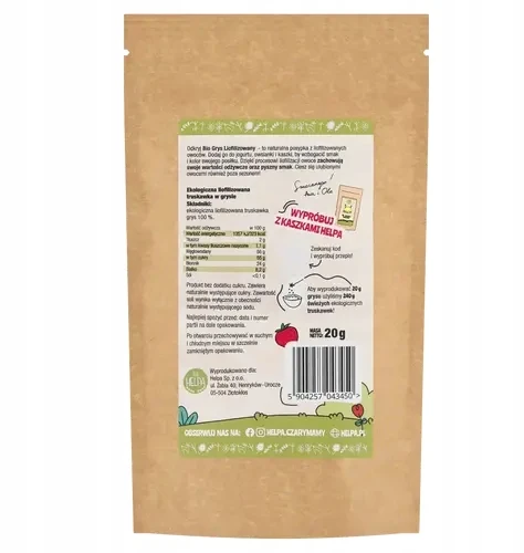 Helpa, Braškių kubeliai, Ekologiškos liofilizuotos kruopos, 20 g