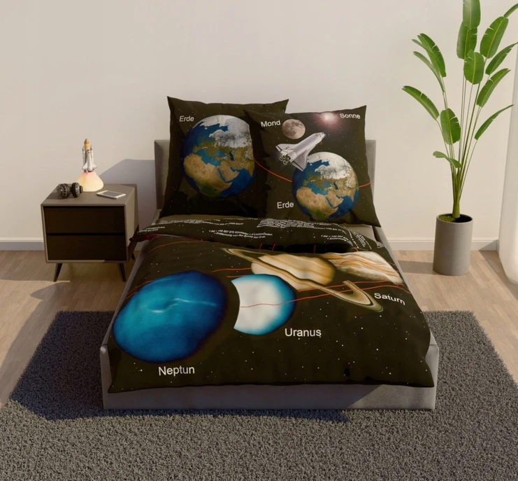 Herding 3d "kosmosas" patalynės komplektas 140x200 cm astronautams