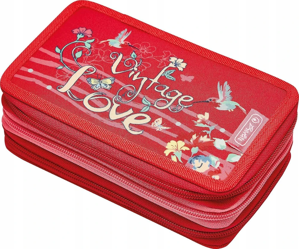 Herlitz Penalas, užpildytas, 3 užtrauktukai, 31 dalis - Vintage Love, raudona