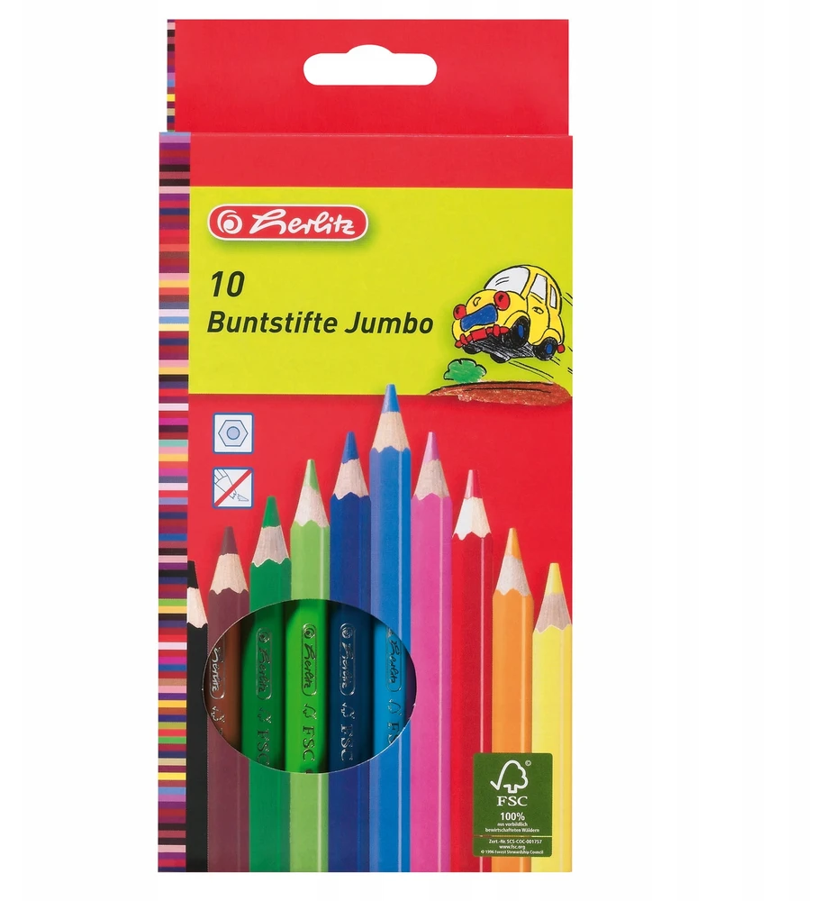 Herlitz Pieštukai spalvoti stori trikampai 10sp