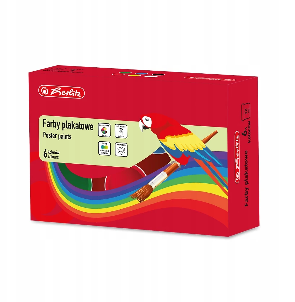 Herlitz plakato dažai, 6 spalvos, 20 ml