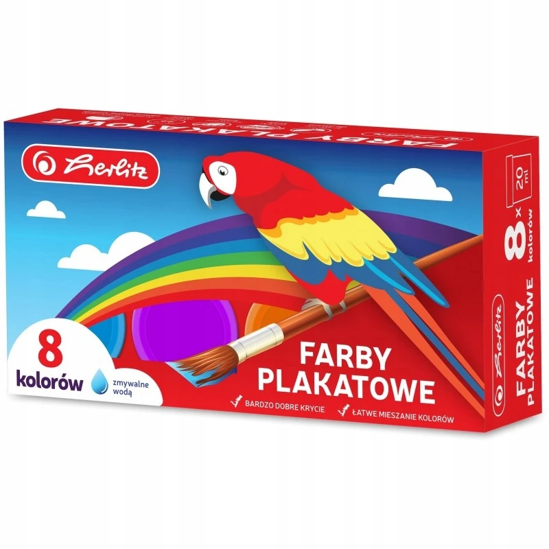 Herlitz plakato dažai, 8 spalvos, 20ml