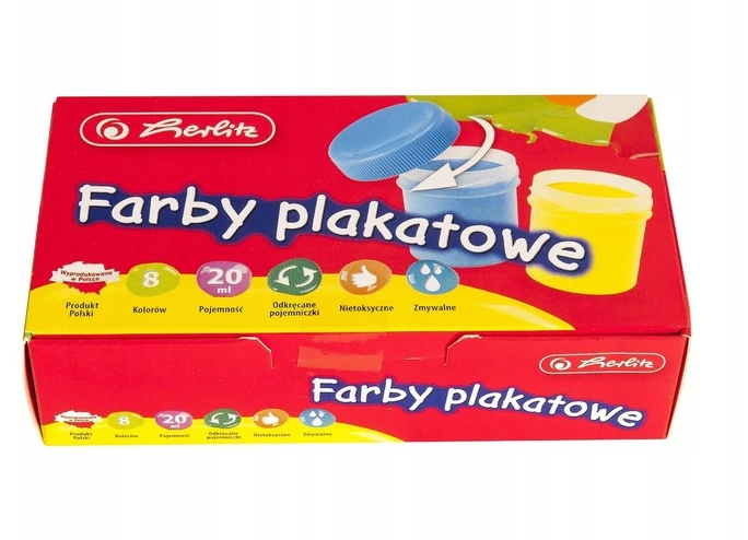 Herlitz plakato dažai, 8 spalvos, 20ml