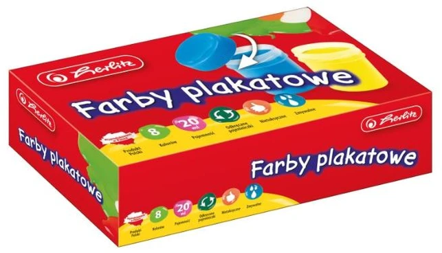 Herlitz plakato dažai, 8 spalvos, 20ml