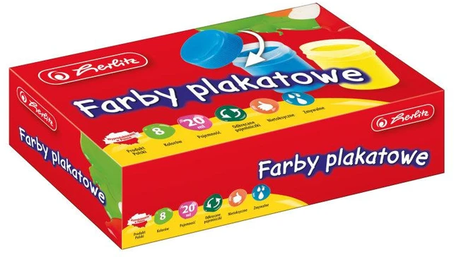 Herlitz plakato dažai, 8 spalvos, 20ml