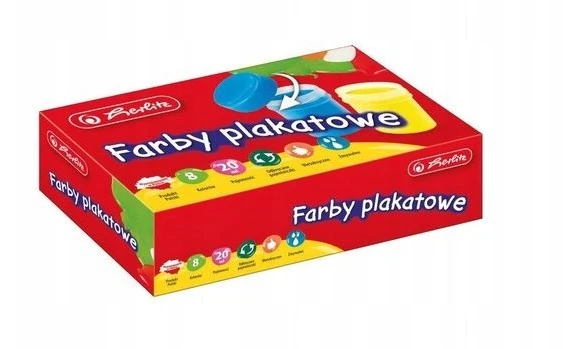 Herlitz plakato dažai, 8 spalvos, 20ml