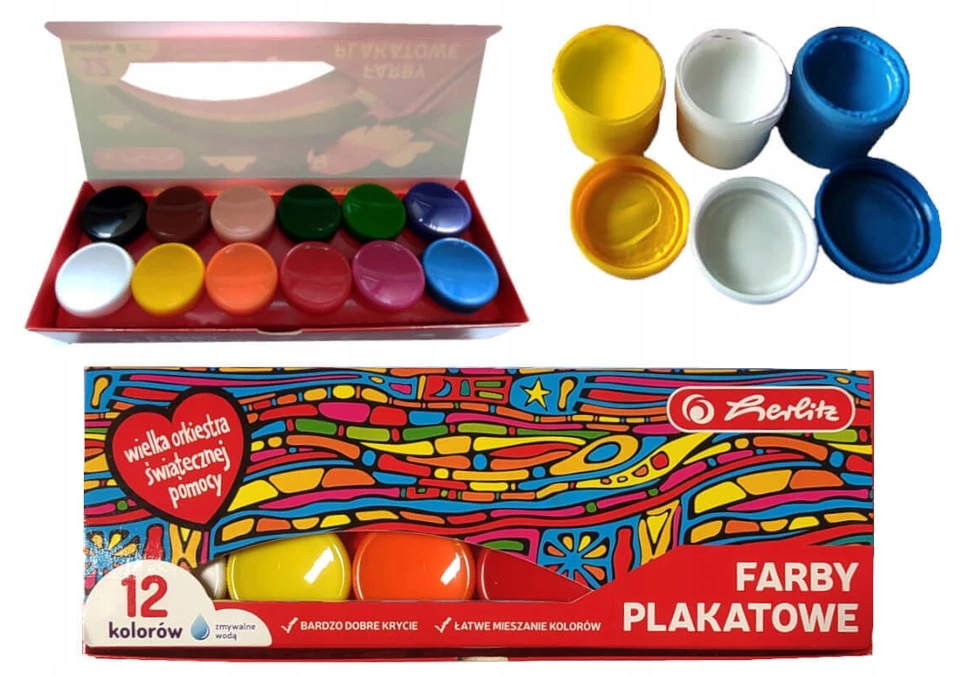 Herlitz plakatų dažai, 12 vnt. x 20 ml