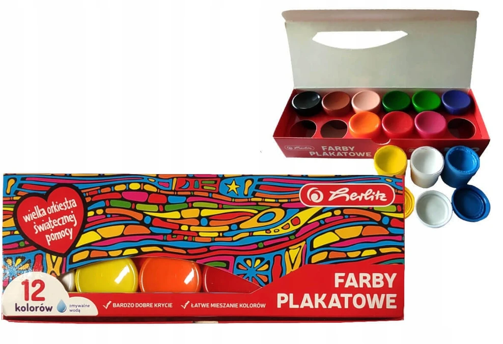 Herlitz plakatų dažai, 12 vnt. x 20 ml