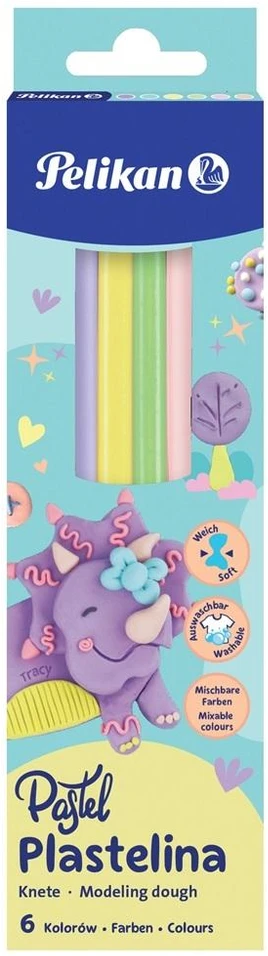 HERLITZ Plastilinas Pelikanas vaikams Mokyklinis 6 pastelinių spalvų rinkinys