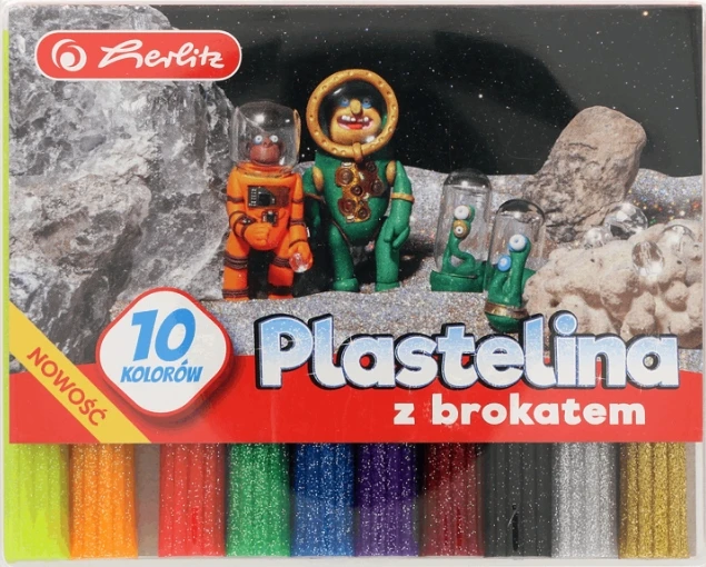 HERLITZ Plastilinas su blizgučiais 10 spalvų