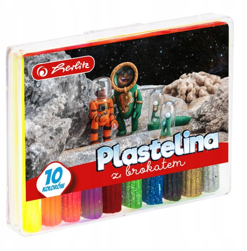 HERLITZ Plastilinas su blizgučiais 10 spalvų