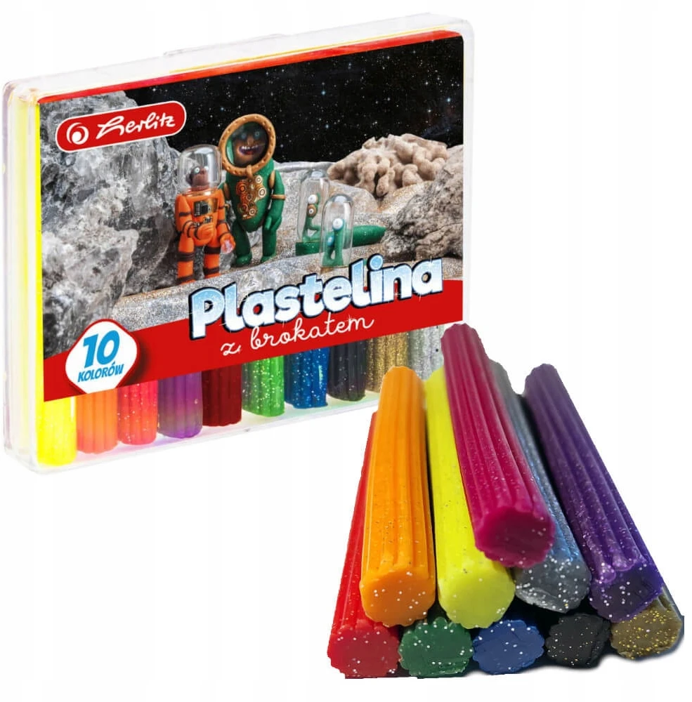 HERLITZ Plastilinas su blizgučiais 10 spalvų