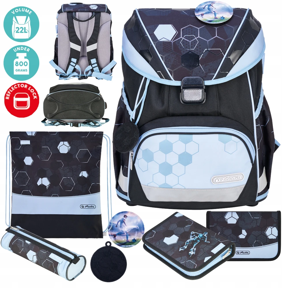 Herlitz Ultralight Xl Plus kuprinė su futbolo motyvu