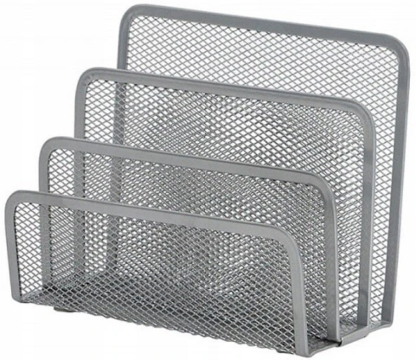 Hexagon Metalo korespondencijos dėklas, 3 skyriai, sidabrinis