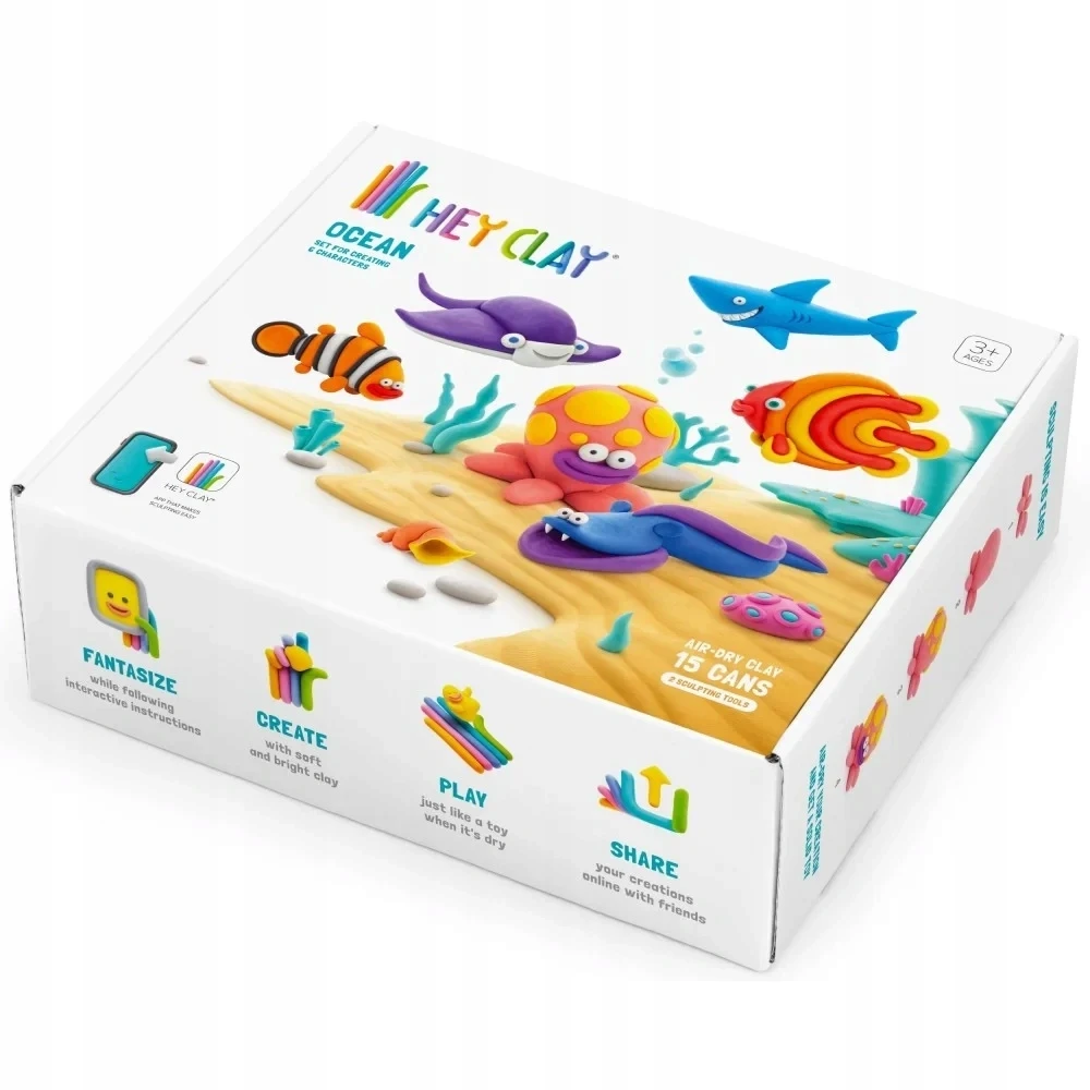 Hey Clay MEGA RINKINYS iš plastikinio molio Vandenyno gyvūnai + priedai Tm Toys