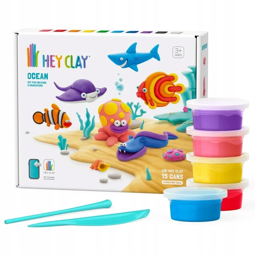 Hey Clay MEGA RINKINYS iš plastikinio molio Vandenyno gyvūnai + priedai Tm Toys