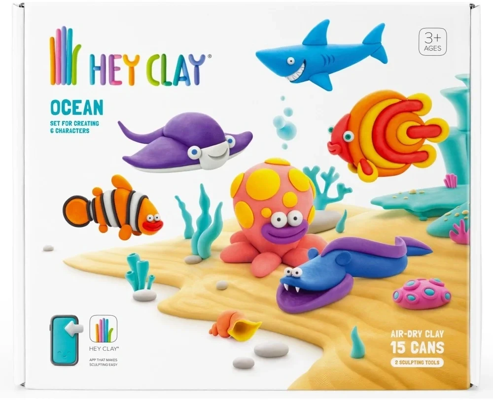Hey Clay MEGA RINKINYS iš plastikinio molio Vandenyno gyvūnai + priedai Tm Toys