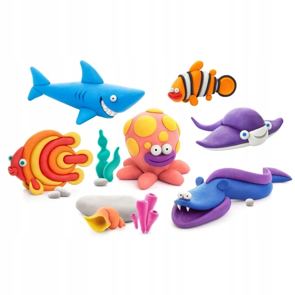 Hey Clay MEGA RINKINYS iš plastikinio molio Vandenyno gyvūnai + priedai Tm Toys