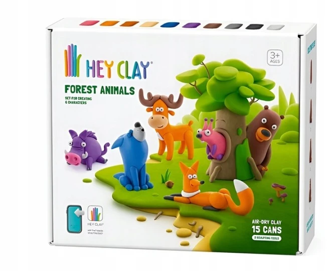 TM Toys Rankdarbių rinkinys Hey Clay miško gyvūnai su priedais