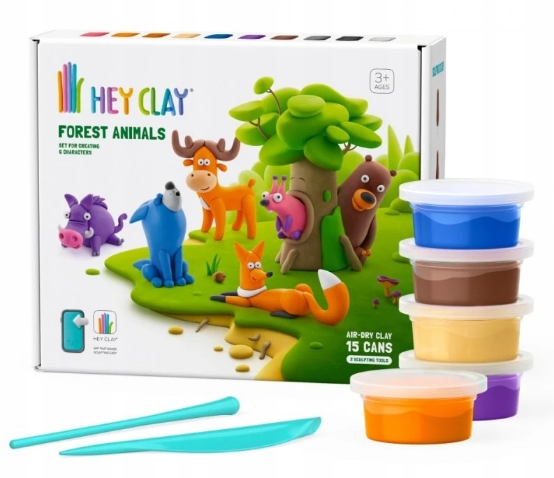 TM Toys Rankdarbių rinkinys Hey Clay miško gyvūnai su priedais