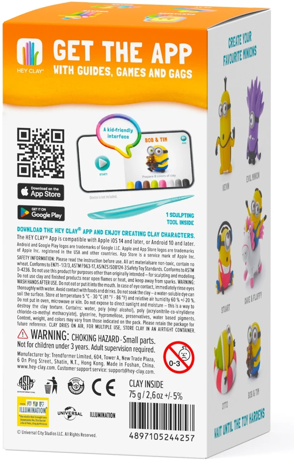 Hey Clay Sveiki, Clay. Minionai. Bobas ir Timas TM žaislai