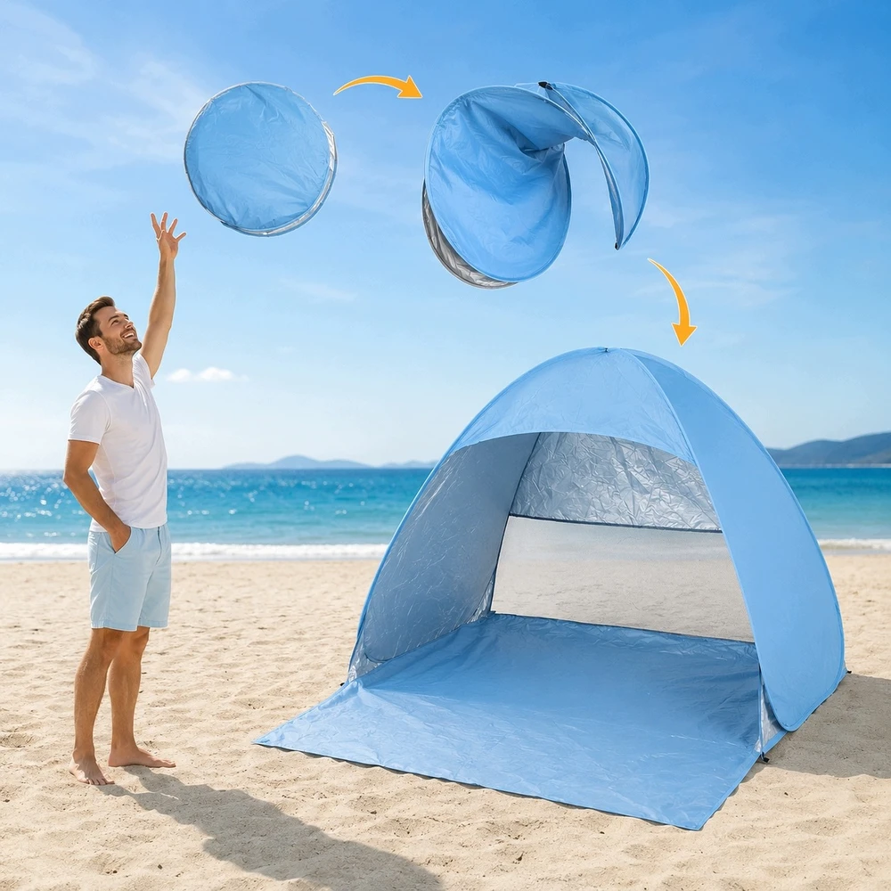 Hikey SAVIMI SURENKAMA TURISTINĖ POP-UP PAPLŪDŽIO palapinė, NEŠIOJAMAS UV+ dangtelis