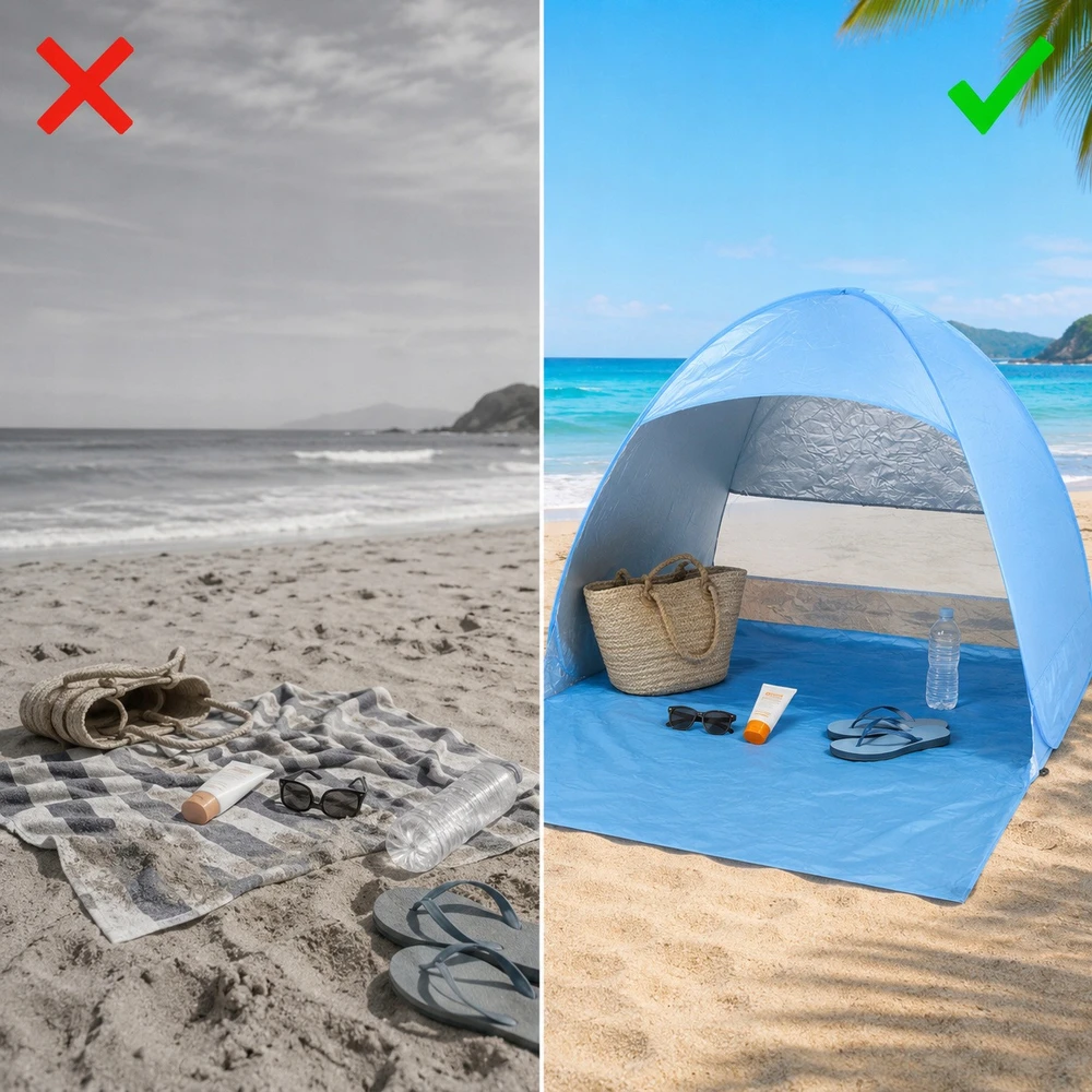 Hikey SAVIMI SURENKAMA TURISTINĖ POP-UP PAPLŪDŽIO palapinė, NEŠIOJAMAS UV+ dangtelis
