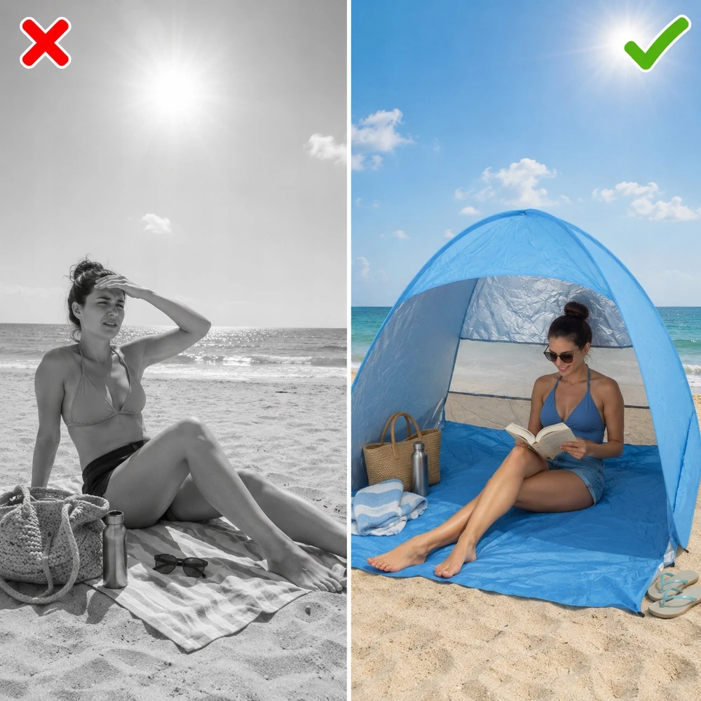 Hikey SAVIMI SURENKAMA TURISTINĖ POP-UP PAPLŪDŽIO palapinė, NEŠIOJAMAS UV+ dangtelis