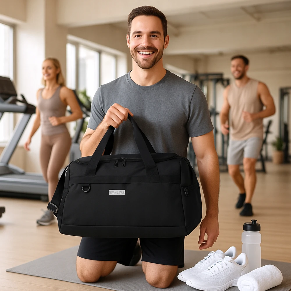Hilånke SPORTINIS TRENIAVIMO KREPŠIS Kelioninis didelis pečių krepšys vandeniui atsparus Cordura juodas