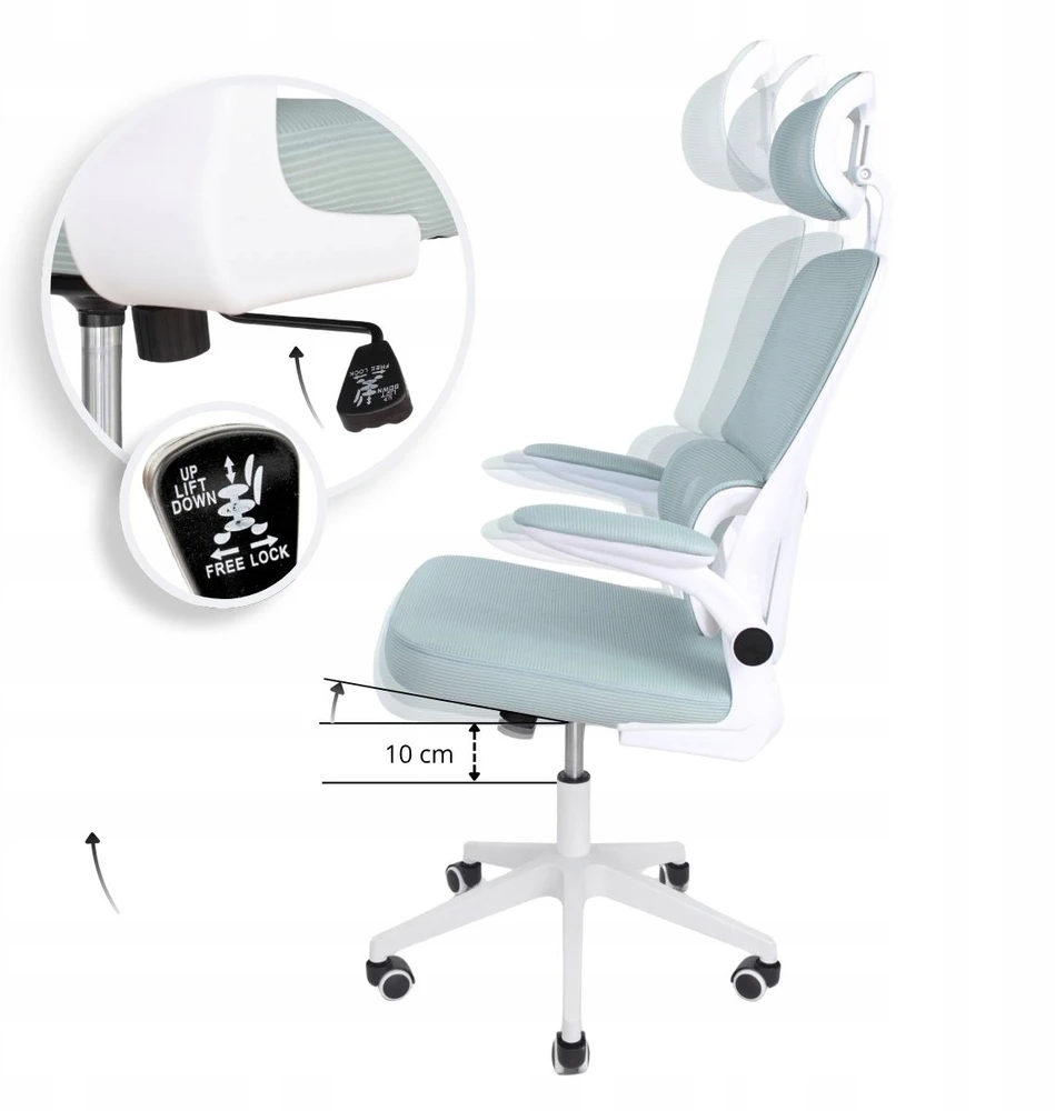 Hile Ergonomiška pasukama biuro kėdė, stalo kėdė, mėtų Žalias L069