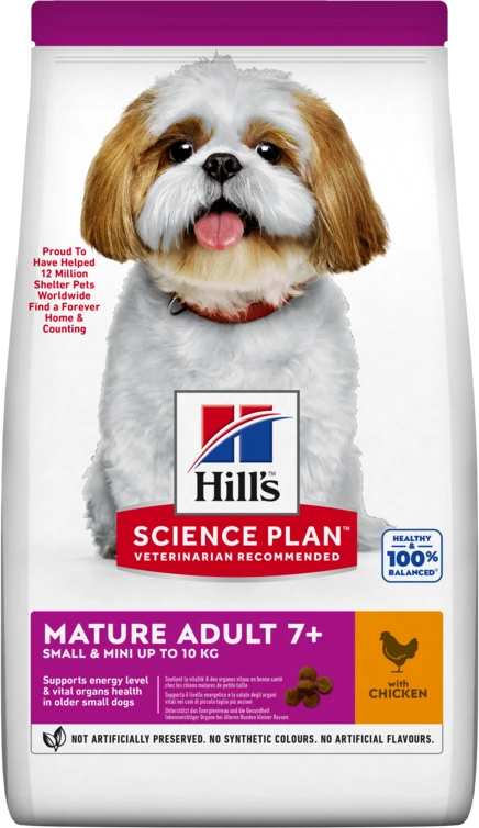 Hill's Dog Science Plan Mature Adult 7+ Small & Miniature vištiena & kalakutiena sausas Maistas šunims 1,5kg