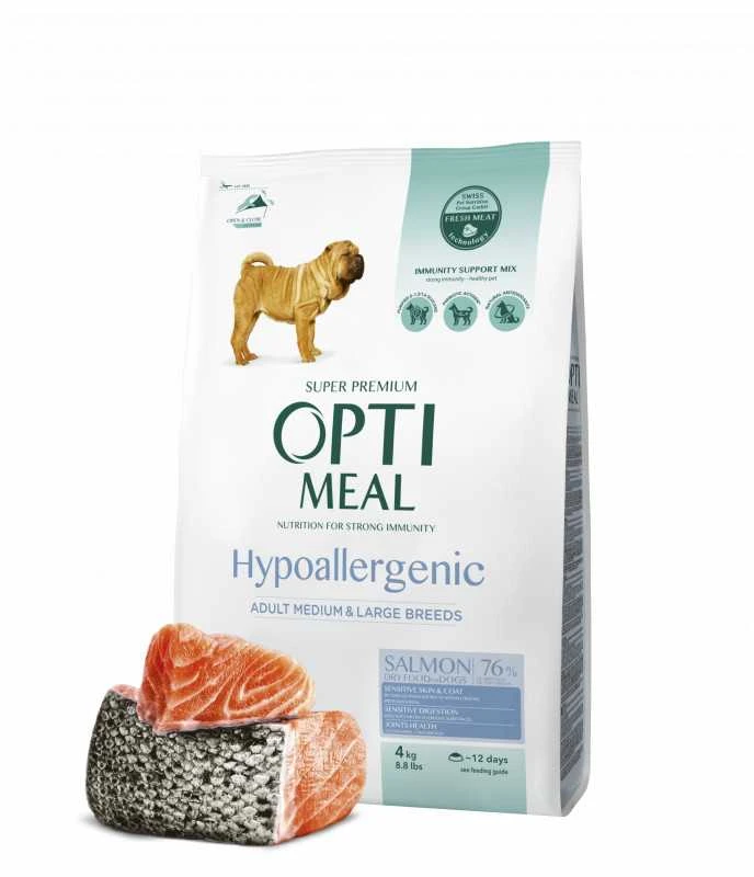 Optimeal Hypoallergenic M/L sausas Maistas šunims su lašiša, 4kg