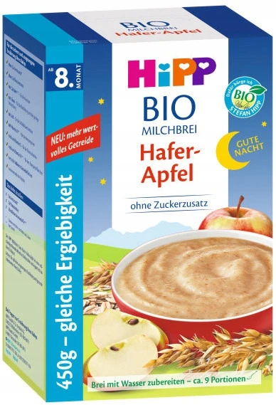 HiPP BIO avižų košė su obuoliais nakčiai Vitaminai nuo 6 mėnesių iki 3 metų