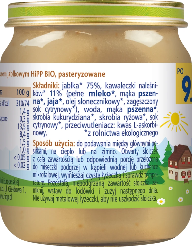 HiPP BIO desertas, blyneliai su obuolių padažu, 200g po 9 mėn