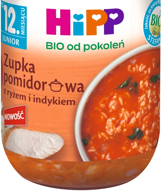 HiPP BIO Junior Pomidorų sriuba su ryžiais ir kalakutiena po 12 mėnesio 250 g