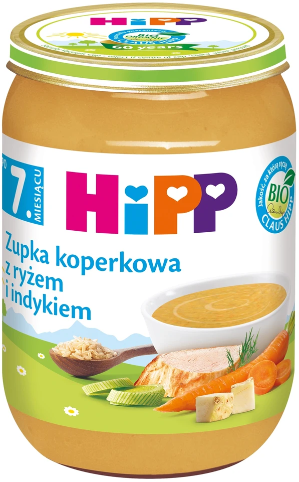 HiPP BIO kartoms krapų sriuba su ryžiais ir kalakutiena po 7 mėnesio