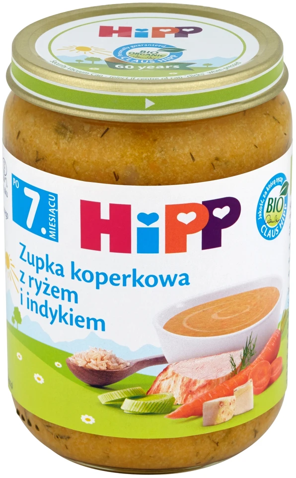 HiPP BIO kartoms krapų sriuba su ryžiais ir kalakutiena po 7 mėnesio