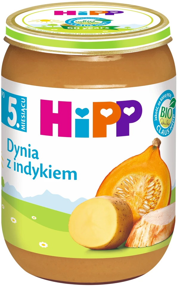 HiPP BIO kartoms moliūgų su obuoliu ir kalakutiena vakarienė 190 g