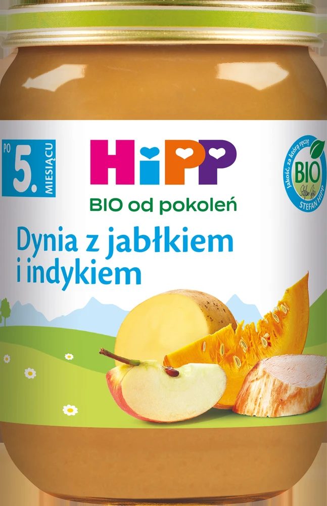 HiPP BIO kartoms moliūgų su obuoliu ir kalakutiena vakarienė 190 g