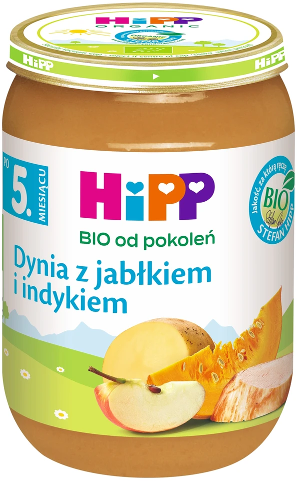 HiPP BIO kartoms moliūgų su obuoliu ir kalakutiena vakarienė 190 g