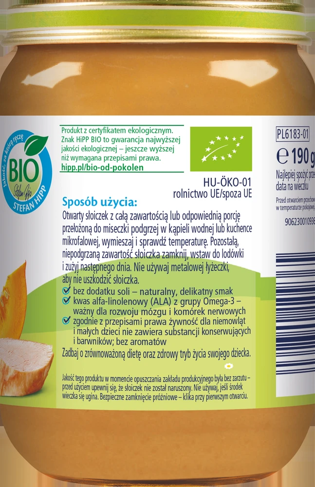 HiPP BIO kartoms moliūgų su obuoliu ir kalakutiena vakarienė 190 g