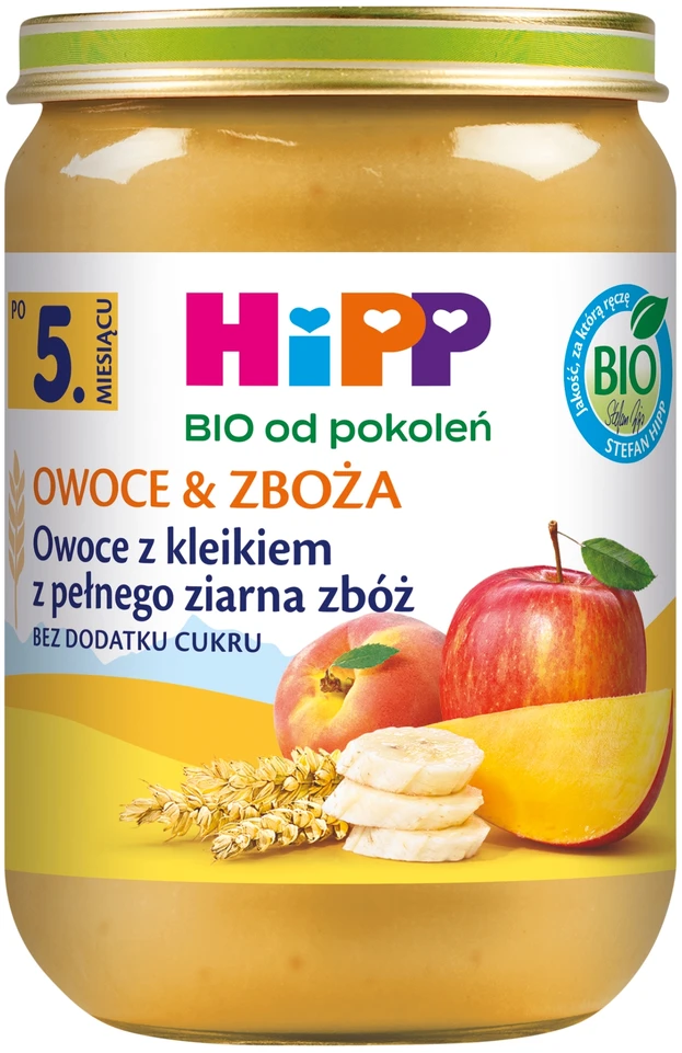 HiPP BIO kartoms Vaisiai su pilno grūdo koše po 5 mėnesio, 190g