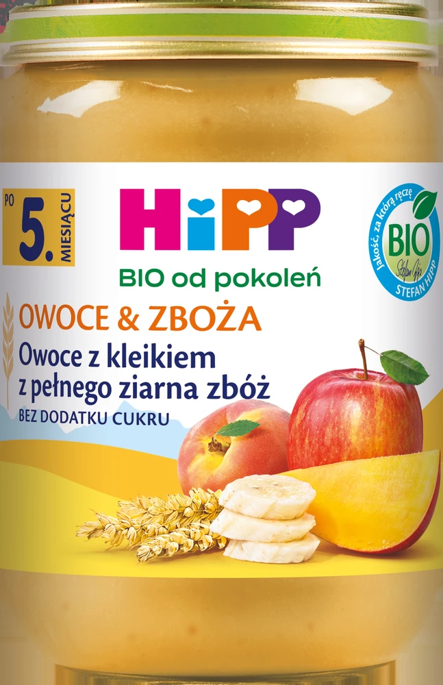 HiPP BIO kartoms Vaisiai su pilno grūdo koše po 5 mėnesio, 190g