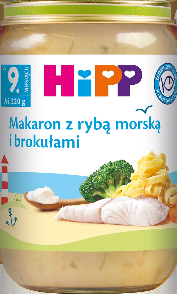 HiPP BIO kartoms vakarienės makaronai su jūros žuvimi ir brokoliais 220 g