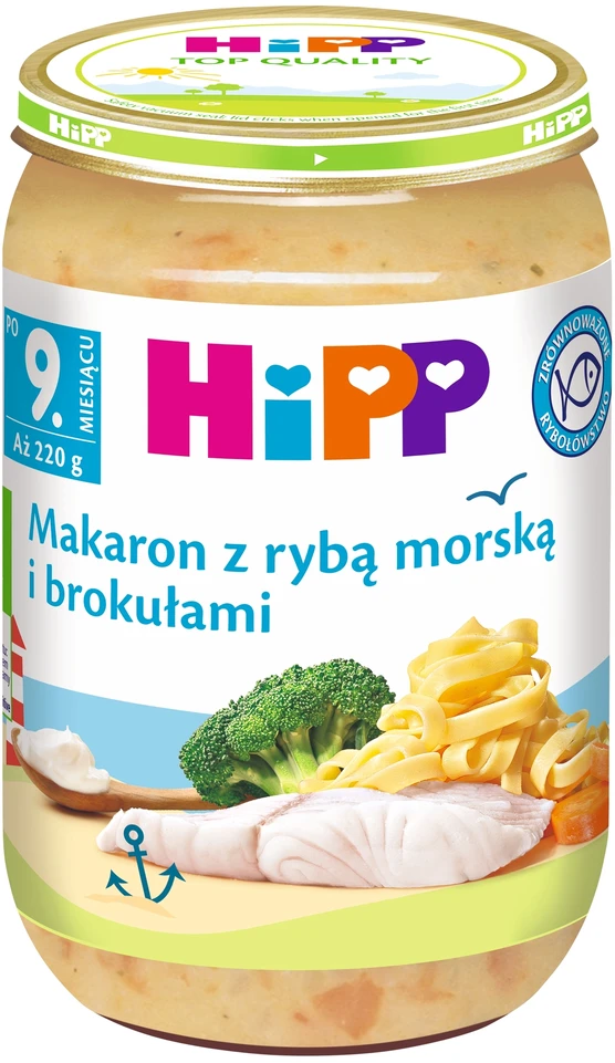 HiPP BIO kartoms vakarienės makaronai su jūros žuvimi ir brokoliais 220 g