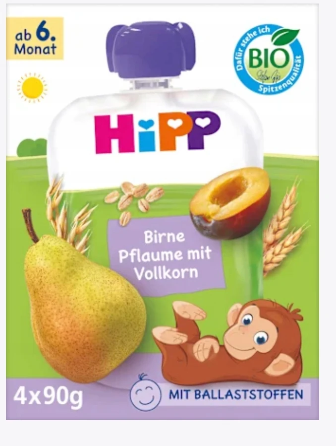 HiPP BIO kriaušių slyvų grūdų putėsiai 90g