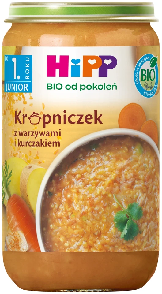 HiPP BIO Krupniczek Vegetables Vištiena 250g Po 1 metų Vaikams