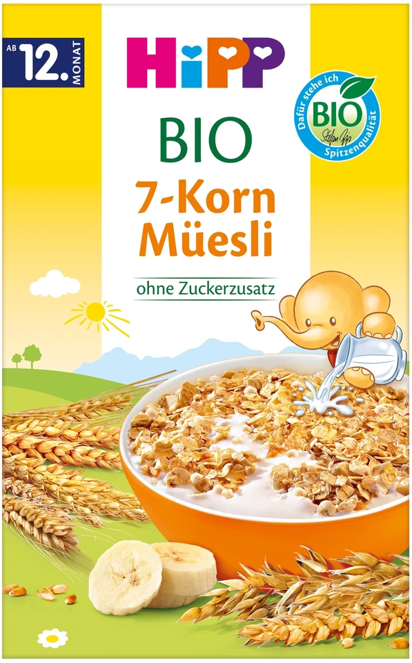 HiPP BIO muslis 7 dribsniai su bananais, 200 g