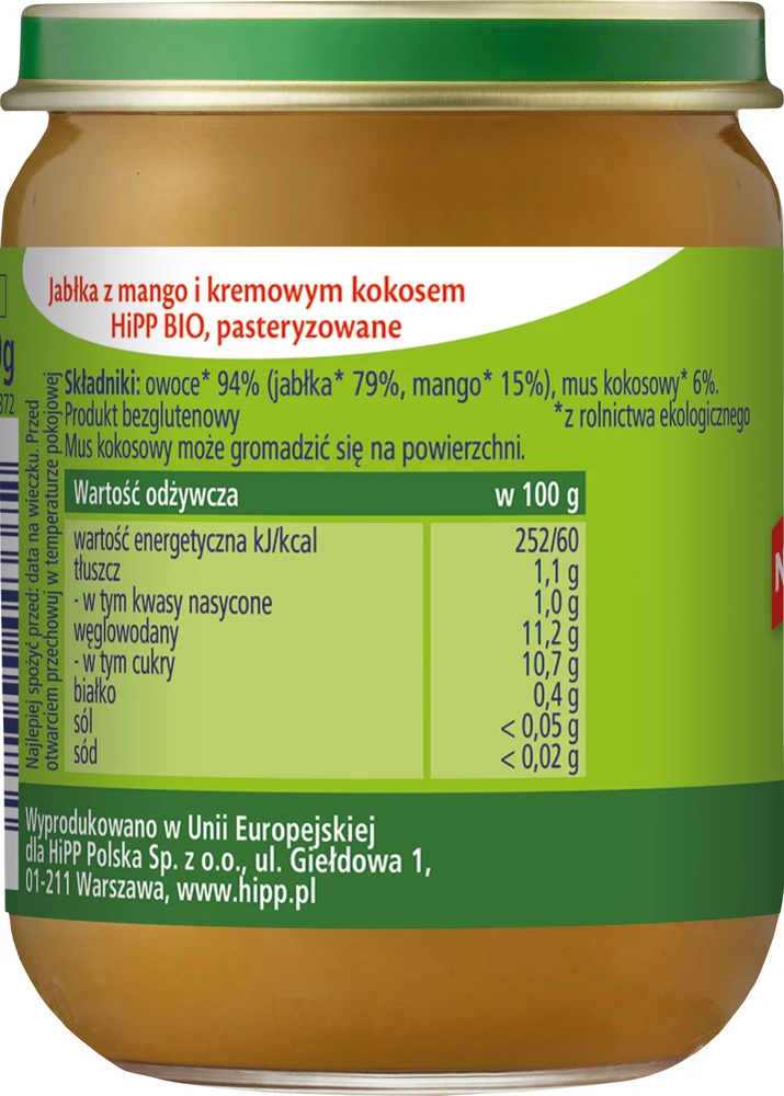 HiPP BIO obuolių, mangų ir kokosų desertas 160g po 5 mėn